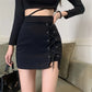 Laced With Attitude Mini Skort showing the corset-inspired side lace-up detail