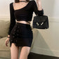 Laced With Attitude Mini Skort close-up showing the high waist and fitted shape