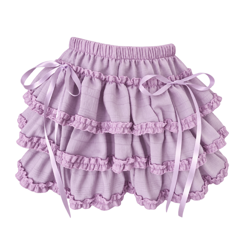 The Lavender Lullaby Skort on a white background with ribbon ties.