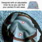 The inside view of the Love Stitch Denim Bucket Hat showing the adjustable strap for a secure and comfortable fit.