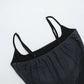Flat lay close-up of the upper back of the Midnight Butterfly Maxi Dress showing straps and back details.