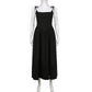 The Midnight Sonata Corset Dress on a white mannequin, showing the front of the dress, full length, and silhouette.