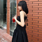 Close-up of the side view of the Midnight Sonata Corset Dress.