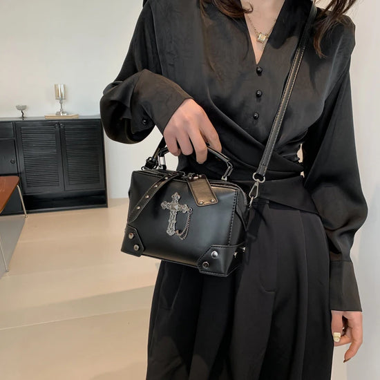 Front outfit view of the Moonlit Mourning Crossbody worn crossbody.