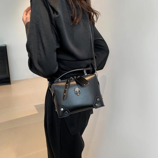 Back view of the Moonlit Mourning Crossbody worn as a crossbody bag.