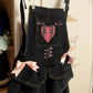 Pocket Full of Love Overall Dress hanging front view showing the plaid heart and tiered skirt