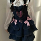 Pocket Full of Love Overall Dress layered over a white long-sleeve blouse, front view