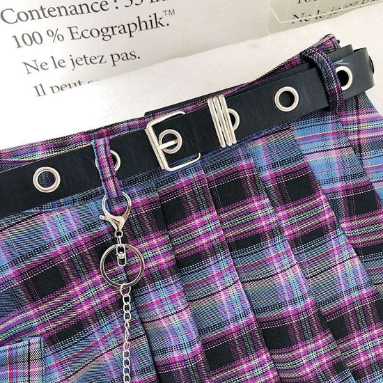 Chained Plaid Punk Skirt