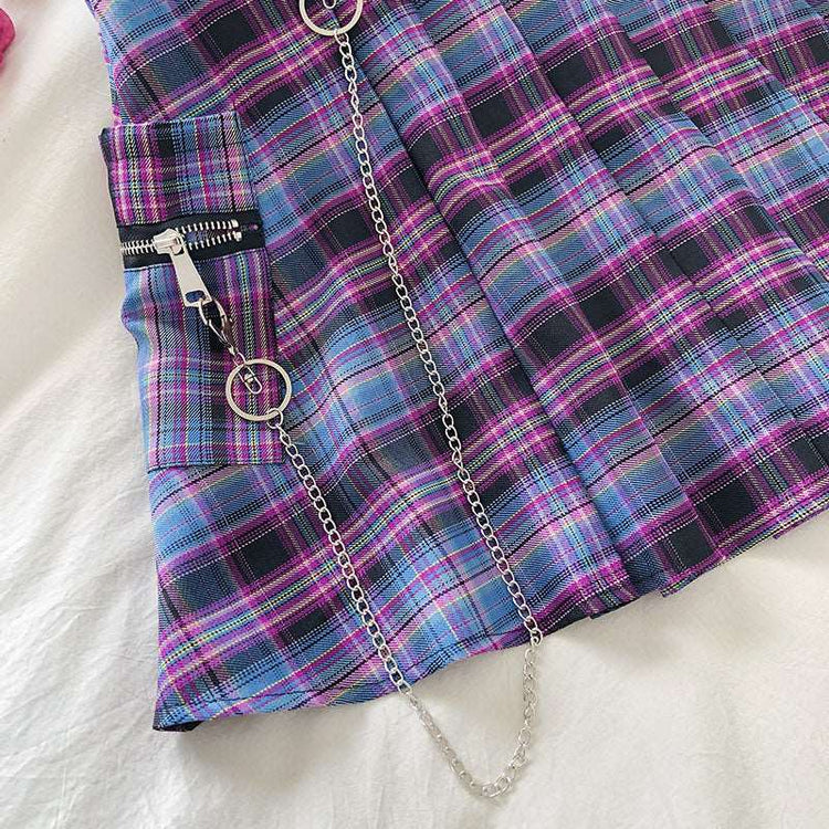 Chained Plaid Punk Skirt