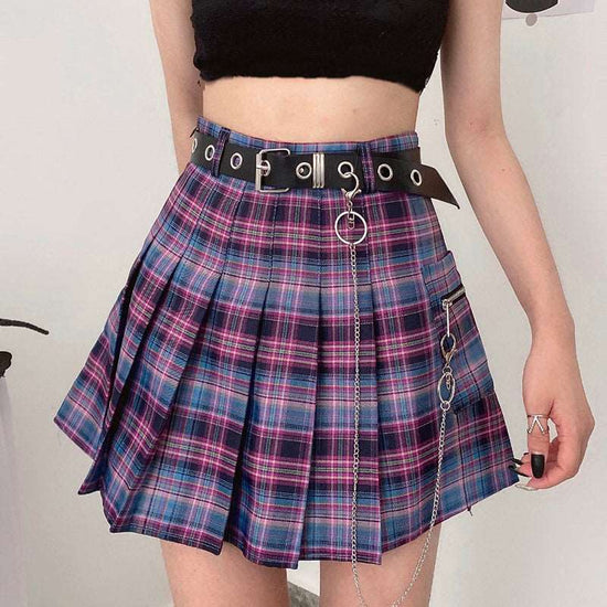 Chained Plaid Punk Skirt