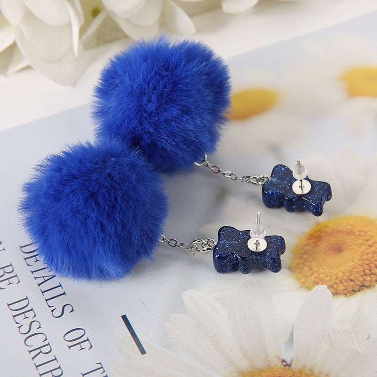 Bear Pompom Earrings