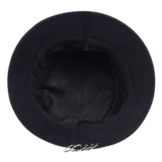 Inside view of the Rebel Pin Bucket Hat in black showing the inner structure and stitching.