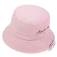 Back view of the Rebel Pin Bucket Hat in pink showing the clean finish and subtle pin detail.