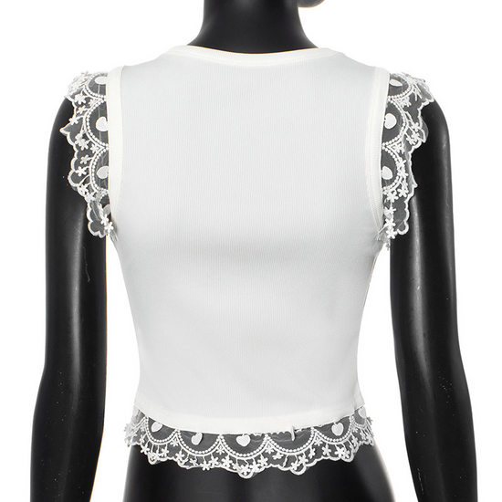 Back view of Serene Butterfly Crop Top with clean, fitted silhouette