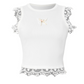 Serene Butterfly Crop Top front view with lace trim and butterfly detail
