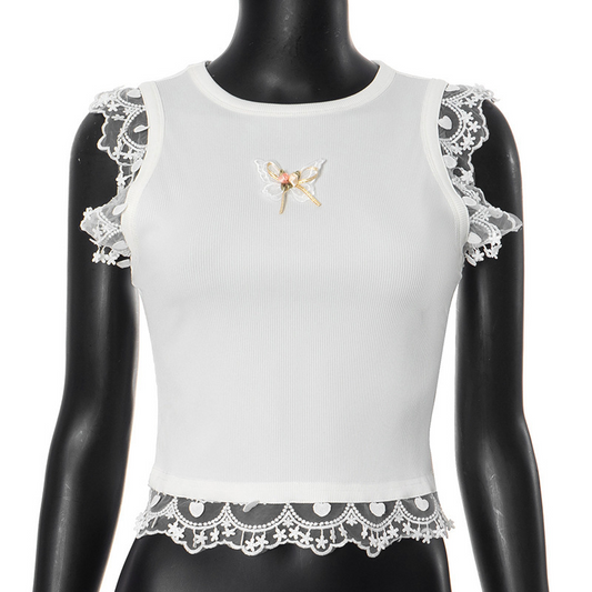 Mannequin wearing Serene Butterfly Crop Top, front view