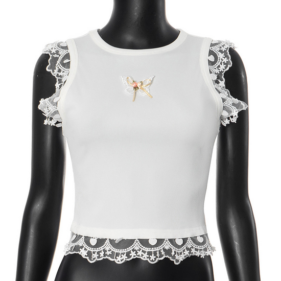 Mannequin wearing Serene Butterfly Crop Top, front view