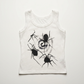Flat lay of the Spider Vortex Tank Top showcasing the bold spider and vortex graphic and sleeveless design.