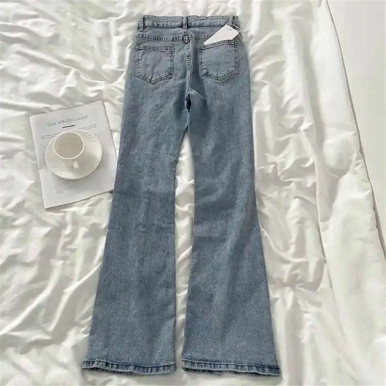 Back flat lay view of Split Statement Pearl Jeans