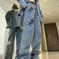 Side view of Stargaze Street Jeans in blue showing high-rise waist.
