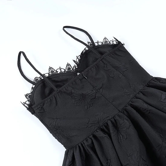 Flat lay of the back of the Thorned Rose Corset Dress, emphasizing material and shape.