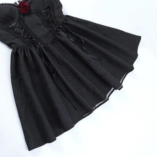 Detail of the flared skirt on the Thorned Rose Corset Dress.