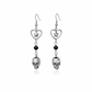 Til Death Do We Sparkle Earrings black variant with silver skull charm and black crystal bead detail.