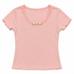 Front flat lay of the pink Bright Dreams Two Moody Originals: Floral Daydream Top with floral pointelle texture and cream rose appliqués and a bow.