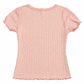 Back flat lay of the pale pink Two Moody Originals: Floral Daydream Top showing floral pointelle texture and lettuce-edge trim.
