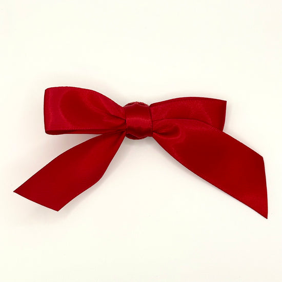 Front of the large classic Two Moody Originals: Signature Bow Clips in the color dark red