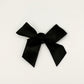 Front of the small classic Two Moody Originals: Signature Bow Clips in the color black