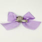 Back of the small classic Two Moody Originals: Signature Bow Clips in the color lavender, showcasing the alligator hair clip and brooch pin