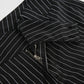 Y2K Business Chic Trousers zipper fly and waistband tab detail with pinstripe pattern