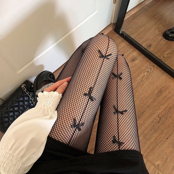 Fishnet Bow Tights