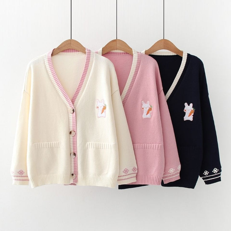 Cute Bunny V-Neck Cardigan