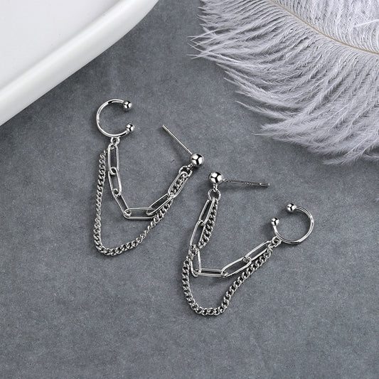 Layered Chain Link Cuff Earrings
