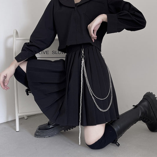 Chained Pleated Skirt