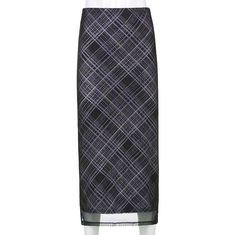 Grunge ‘90s Long Plaid Skirt