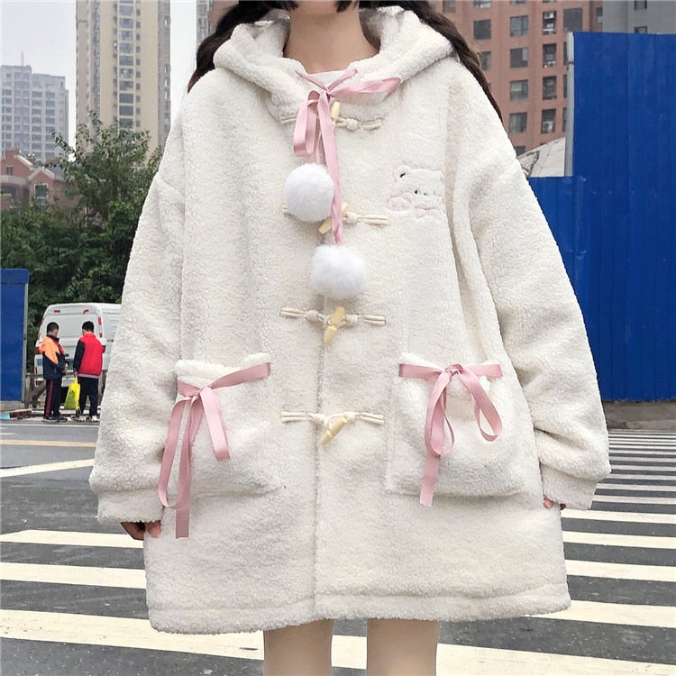 Fluffy Cutie Hooded Ear Coat