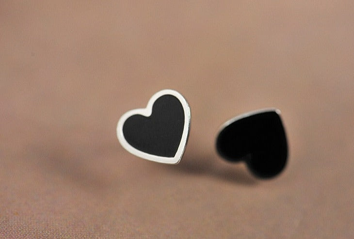 Black Heart Stud Earrings