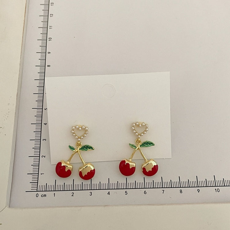 Sweet Cherry Heart Earrings