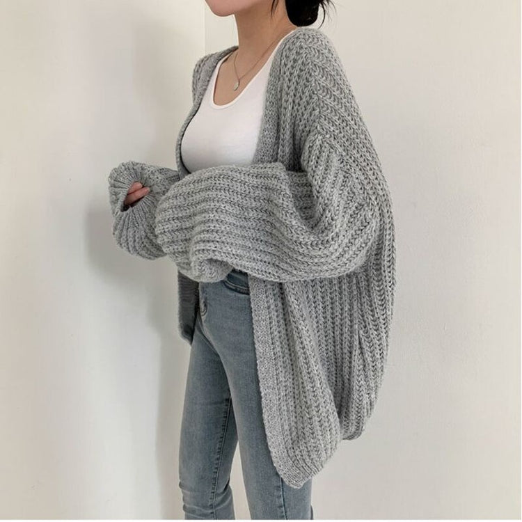 Lantern Sleeve Knit Cardigan