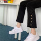 High Waist Button Leg Jeans