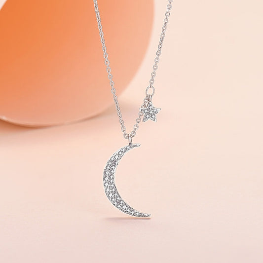 Moon and Star Pendant Necklace