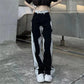 Spliced Street Wide Leg Jeans