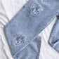 High Waist Cute Bow Lace Heart Jeans