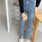 High Waist Button Leg Jeans