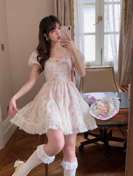 Sweet Floral Lace Dress