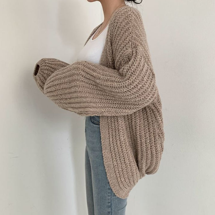 Lantern Sleeve Knit Cardigan