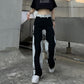 Spliced Street Wide Leg Jeans
